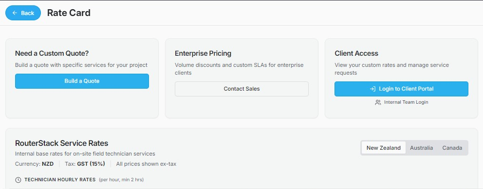 Rate Card & Quote Builder